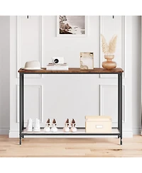gaomon 2-Tier Industrial Console Table with Shelves, Narrow Sofa Table for Entryway, Foyer, Bedroom, Living Room, Retro, 41.3"x11.8"x31.8