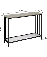 gaomon Industrial Console Table, Behind Couch Table with Glass Shelf, Narrow Metal Frame Hallway Table, Entryway, Living, Bedroom