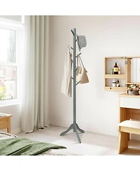 Sugift Adjustable Wooden Tree Coat Rack with Eight Hanging Hooks