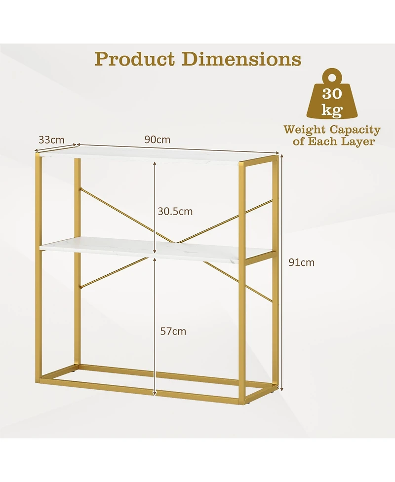 Sugift Two Tier Entryway Console Table with Wood Shelves and Frame