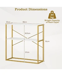 Sugift Two Tier Entryway Console Table with Wood Shelves and Frame