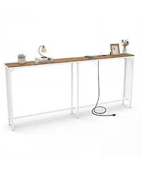Sugift Narrow Console Table with Built In Power Outlet for Small Spaces