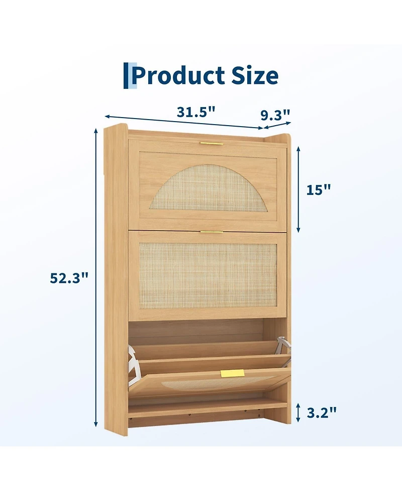 Homfan 3 Flip-Drawer Shoe Storage Cabinet
