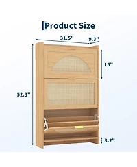 Homfan 3 Flip-Drawer Shoe Storage Cabinet