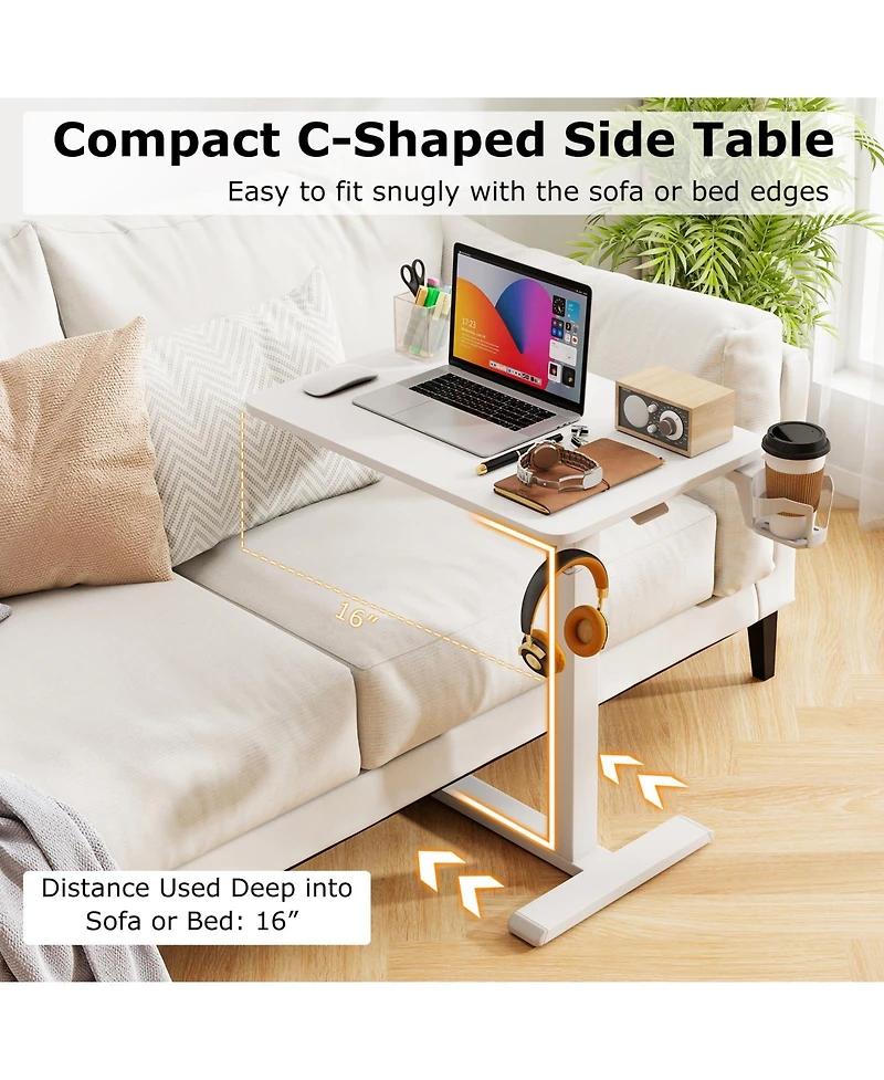 Sugift Height Adjustable Mobile Standing Desk Overbed Table
