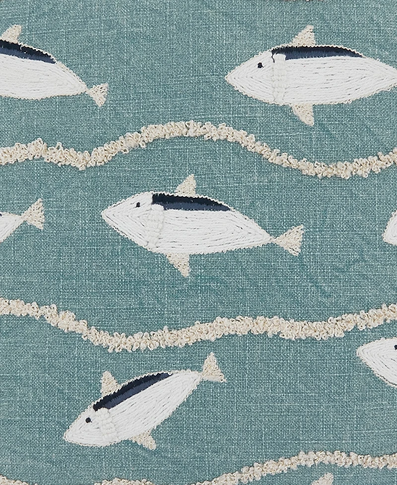 Saro Lifestyle Embroidered Fish Decorative Pillow, 18" x 18"
