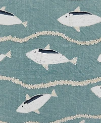 Saro Lifestyle Embroidered Fish Decorative Pillow, 18" x 18"