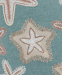 Saro Lifestyle Embroidered Starfish Fringe Decorative Pillow, 18" x 18"