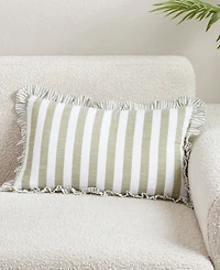 Saro Lifestyle Striped Ruffle Edge Decorative Pillow