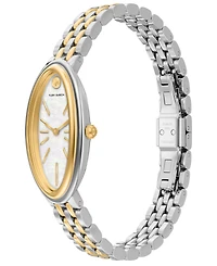 Tory Burch Women's The Oval Elongated Quartz Two-Hand Two-Tone Stainless Steel Watch, 22mm
