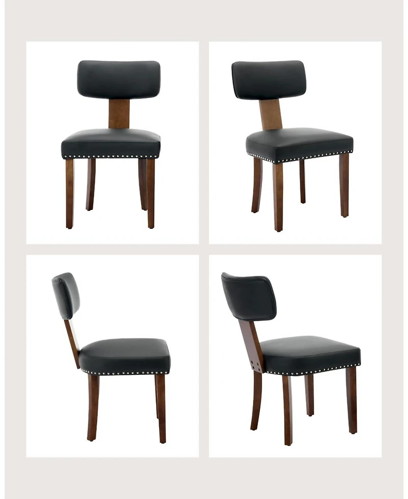 gaomon Set of 4 Modern Leather Upholstered Dining Chairs with Curved Backrest and Hardwood Frame