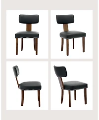 gaomon Set of 4 Modern Leather Upholstered Dining Chairs with Curved Backrest and Hardwood Frame