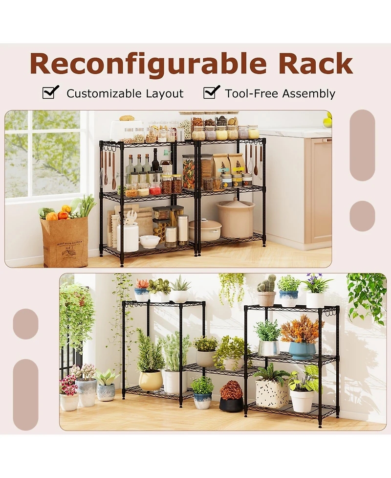 Sugift 3-Tier Metal Storage Shelving Unit with V-Shaped Wire Rack and 450 Lbs Capacity