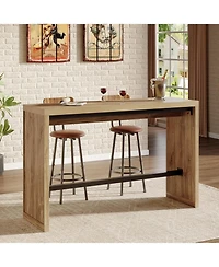 Tribesigns Bar Table, 55-Inch Counter Height Pub Table with Metal Footrest, Rectangular High Top Counter Dining Furniture