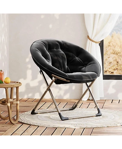 gaomon Oversized Faux Fur Foldable Saucer Chair with Sturdy Metal Frame, Comfy Lounge Chair for Adults