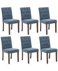 gaomon Set of 6 Upholstered Fabric Button-Tufted Parsons Dining Chairs with Solid Wood Legs