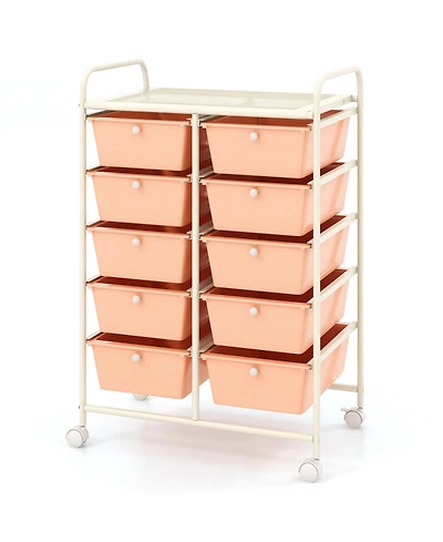 Sugift Ten Drawer Rolling Storage Cart Organizer for Home and Office
