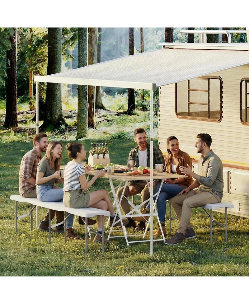 gaomon Set of 2 Portable Folding 6-Foot Outdoor Plastic Benches with Carrying Handles for Camping or Picnic