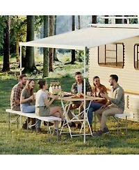 gaomon Set of 2 Portable Folding 6-Foot Outdoor Plastic Benches with Carrying Handles for Camping or Picnic