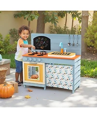 Mecale Wooden Toy Kitchen Playset with Removable Faucet & Cooking Accessories for Kids