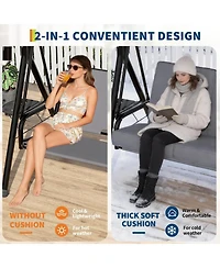 gaomon Adjustable 2-in-1 Outdoor Patio Swing Chair with Canopy, 2-Seat Porch Swing, Cup Holders, Thick Removable Cushions