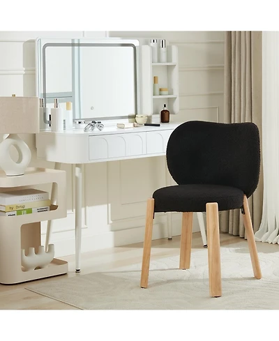 gaomon 1Piece Heart-Back Teddy Vanity Chair, Armless Small-Space Seating, 300 lb Capacity, Fits Under 24" Desks