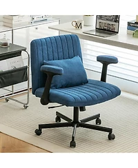 Boyel Living Velvet Criss Cross Armrest Office Chair with Wheels, Comfortable for Home Office, Reading and Vanity