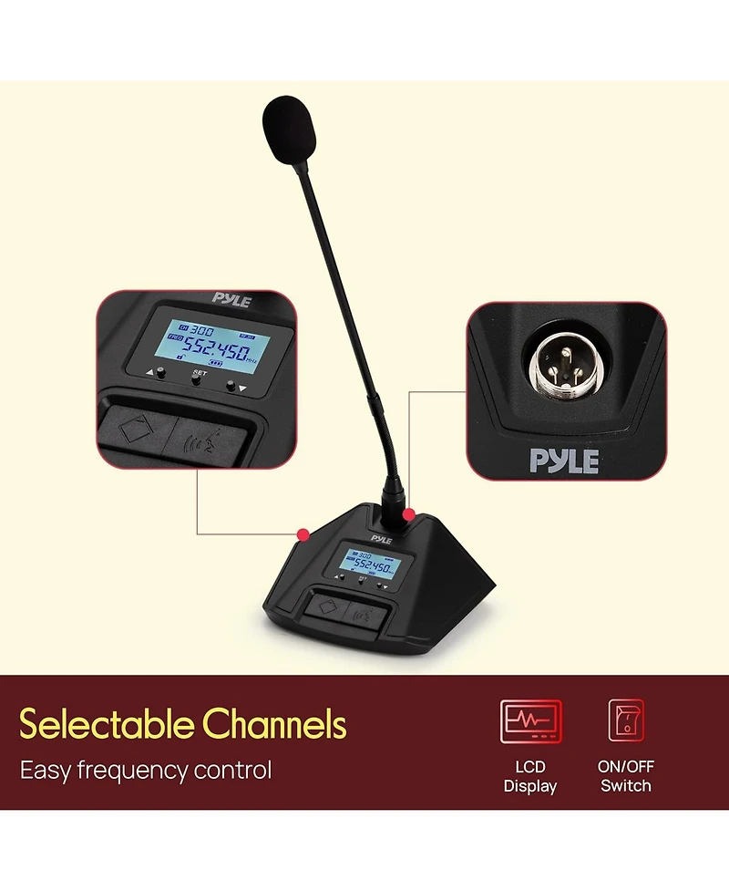 Pyle 4-Channel Wireless Microphone System with Professional Desktop Mics
