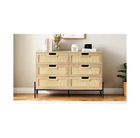 gaomon Dresser for Bedroom Spacious Storage Chest Premium Tall Fabric Dresser Easy Assembly Hallway Oak