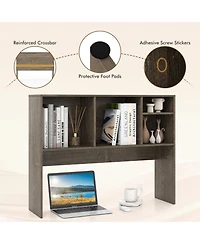 Sugift Computer Desktop Bookcase with 4 Cubbies and Open Back Compartment