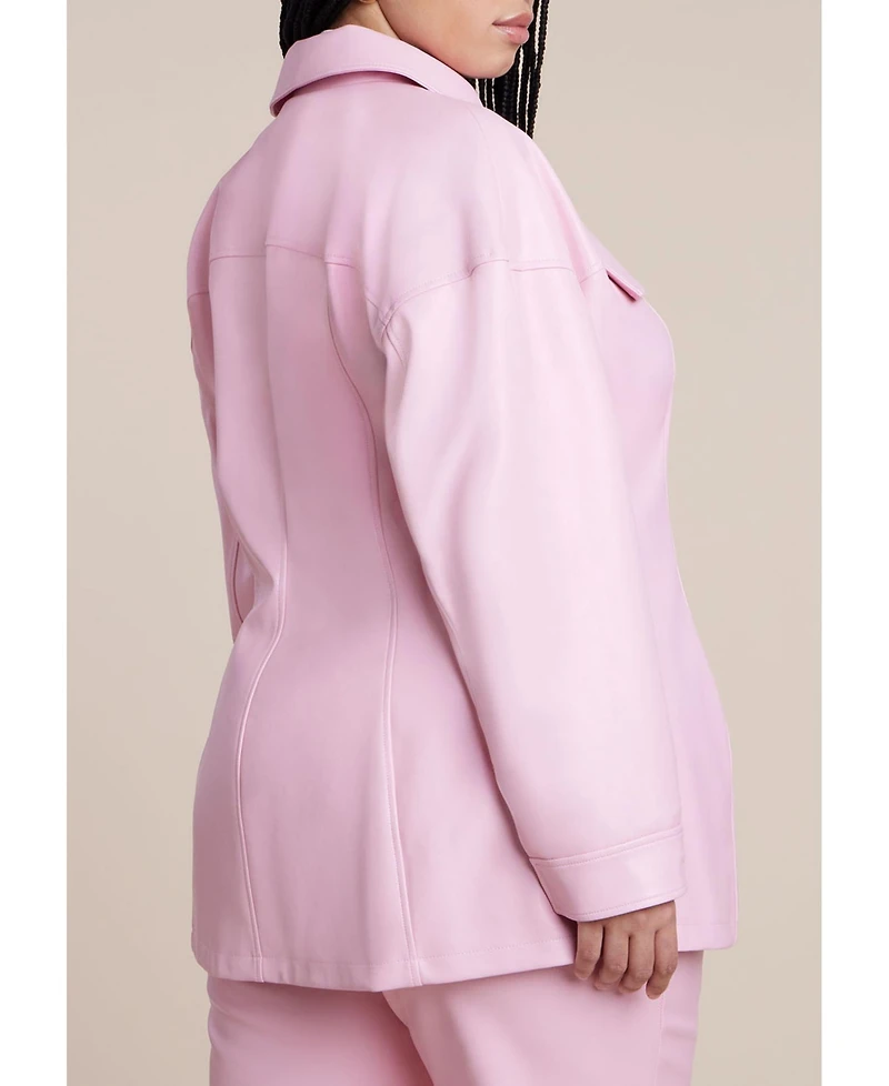 Eloquii Women's Plus Pocket Detail Faux Leather Jacket