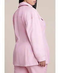 Eloquii Women's Plus Pocket Detail Faux Leather Jacket