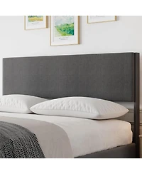 gaomon Platform Bed Frame Upholstered Headboard with 2 Large Drawers Metal Slats No Noise No Box Spring Easy Assembly