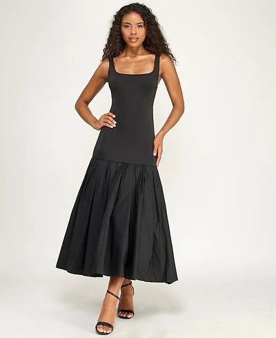 Alex & Sophia Women's Scoop Neck Shirred Midi Dress