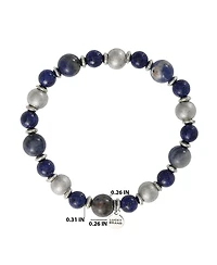 Lucky Brand Men's Sodalite & Silver-Tone Beaded Stretch Bracelet