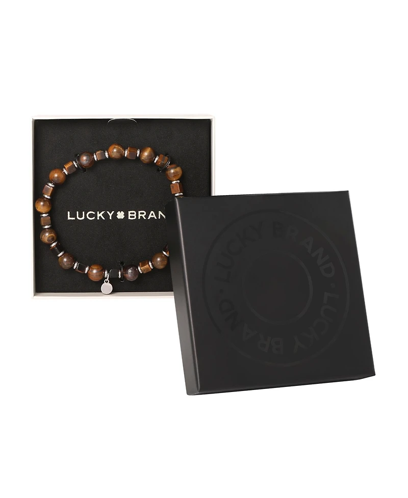 Lucky Brand Men s Tiger Eye & Hematite Beaded Stretch Bracelet