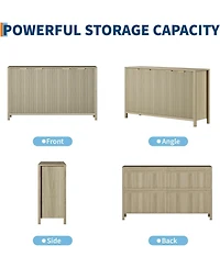 gaomon 55" Sideboard Buffet Cabinet with Storage, Wooden Fluted Storage Adjustable Shelves, Credenza Table Media Co