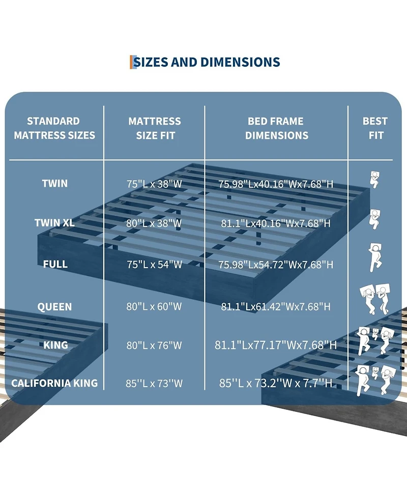 gaomon Queen Wood Platform Bed Frame No Headboard Wood Slat Support No Box Spring Needed Easy Assembly