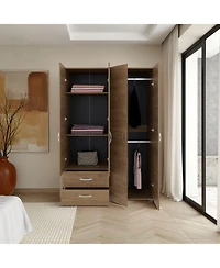 Depot E-Shop Rye Armoire, 4 Doors, 2 Drawers, 3 Shelves