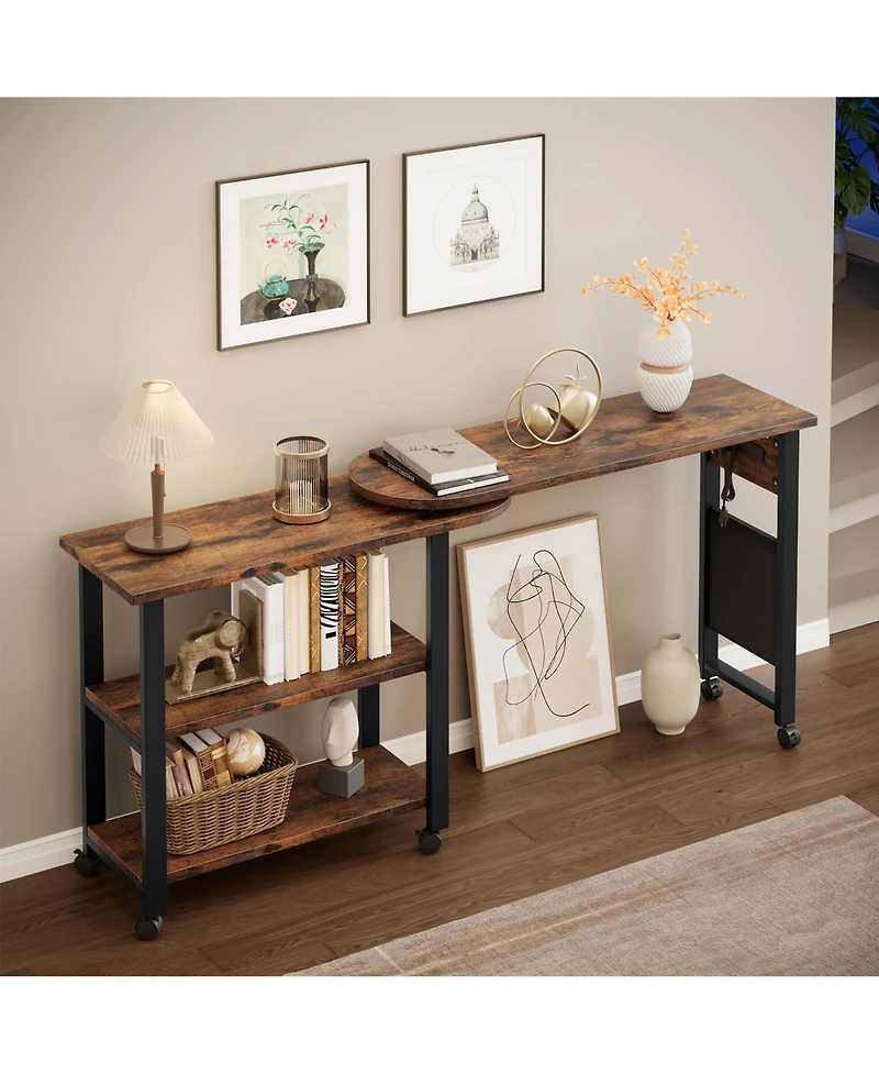 gaomon 360degree(s) Rotating Sofa Side Table with Charging Station and Storage Bag