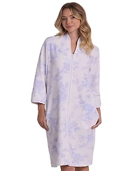 Miss Elaine Women's 3/4-Sleeve Printed Short Zip Robe