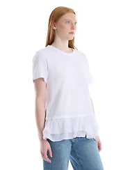 Wilt Women's Clothing Short Sleeve Mixed Media Tee