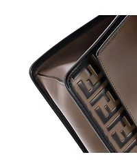 Pre-Owned Fendi Medium Kan I F Shoulder Bag Leather with Zucca Embossed Detail
