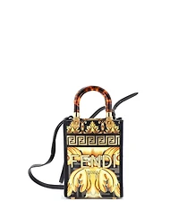 Pre-Owned Fendi Mini x Versace Fendace Convertible Sunshine Shopper Tote Printed Laminated Leather