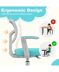 Sugift Kids Desk Chair with Adjustable Height Armrest and Footrest