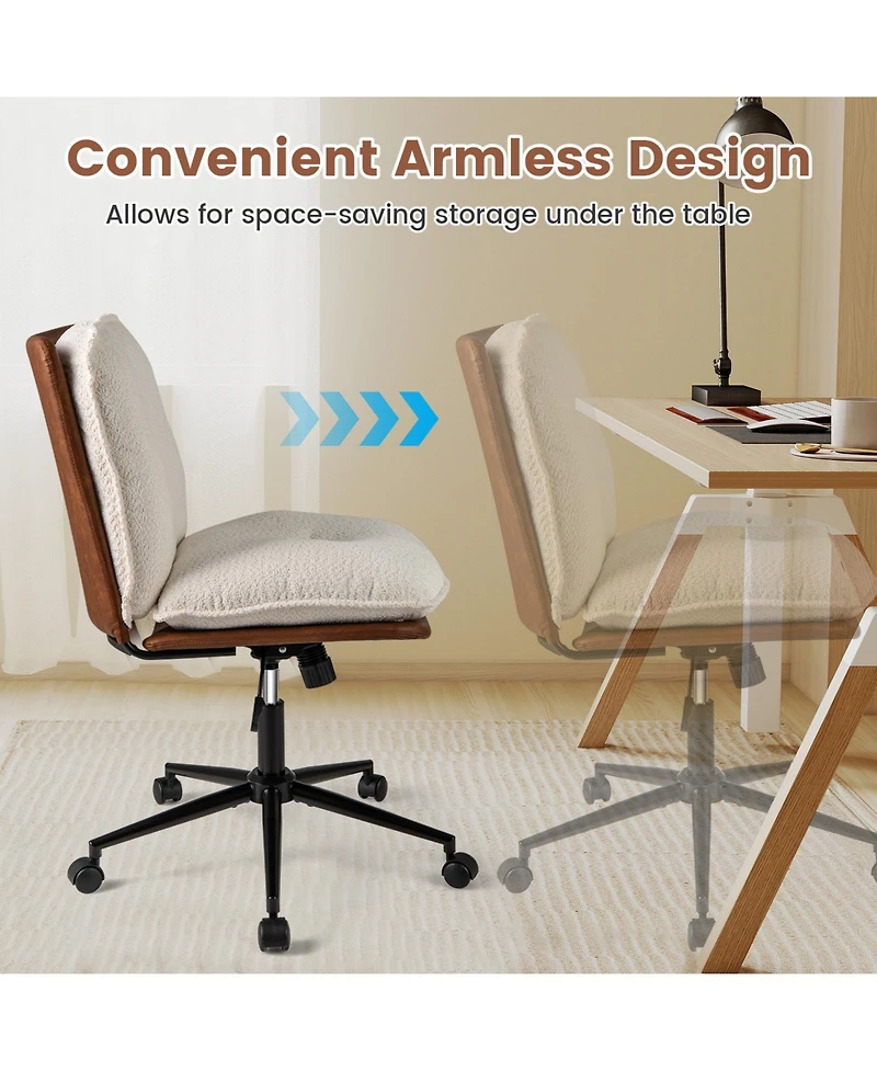 Sugift Armless Home Office Chair with Rocking Backrest Design