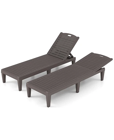 Sugift Outdoor Chaise Lounge Chairs Set of Two with Adjustable Backrests