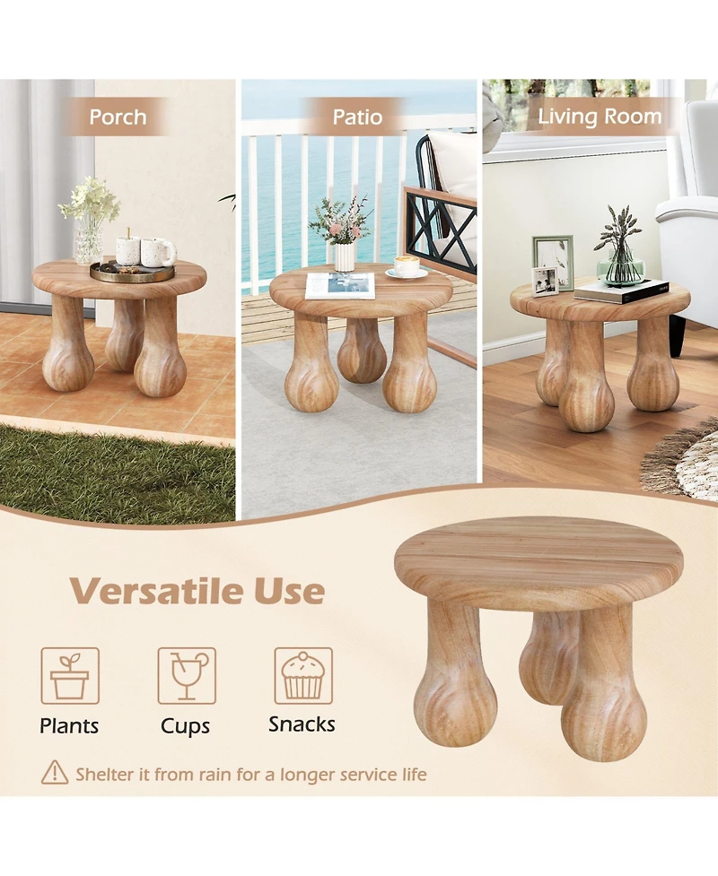 Sugift 24" Small Solid Mahogany Wood Coffee Table with Thickened Top and Column Legs