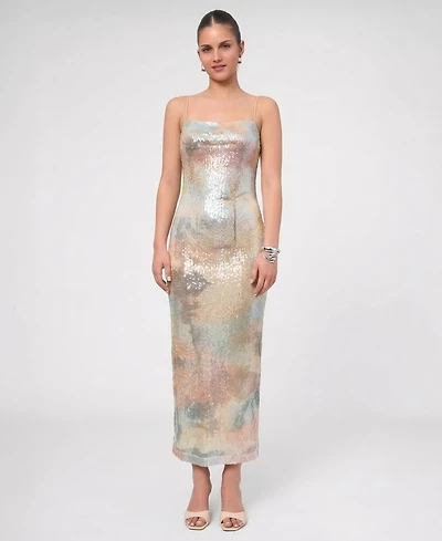Rachel Roy Women's Sable Sequin Square Neck Midi Dress