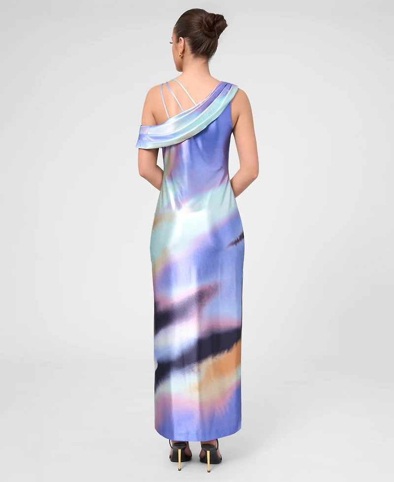 Rachel Roy Women's Asymmetrical Knit Satin Midi Dress